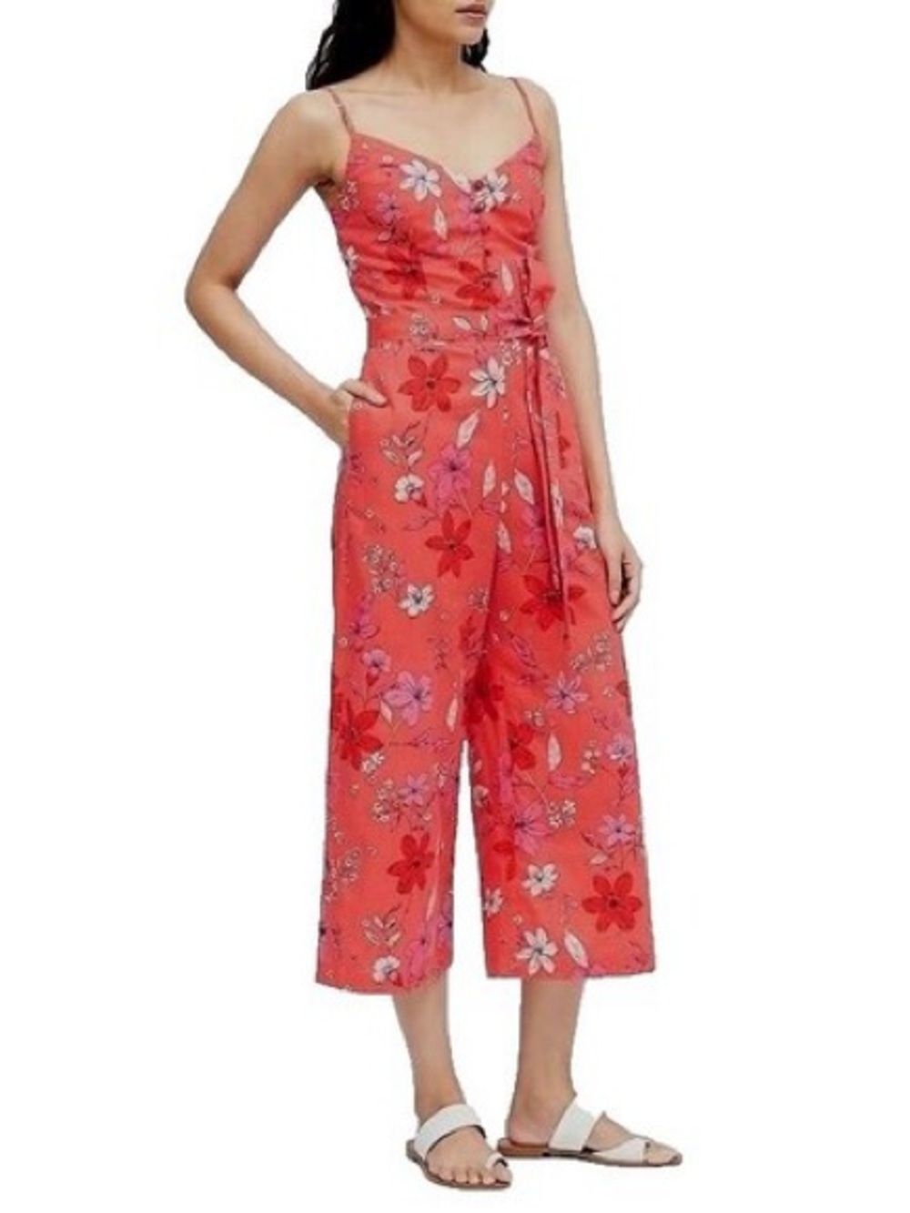 Banana Republic Linen Floral Cropped Jumpsuit